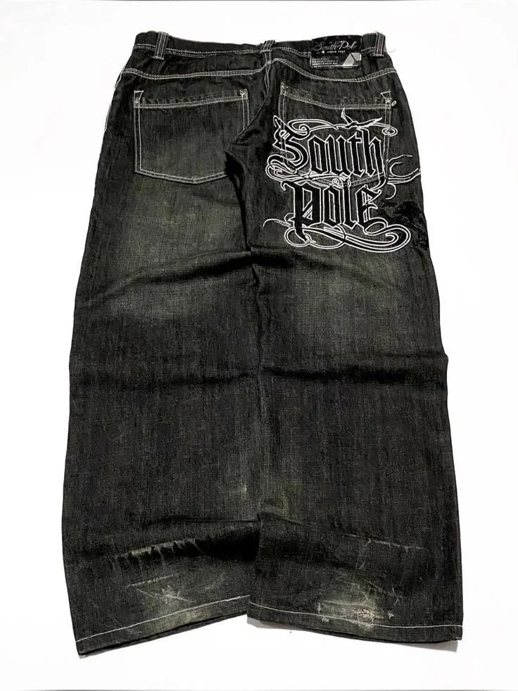 Y2K Fashion Jeans Men Women Letter Embroidery American Harajuku Straight Wide Leg Pants Hip Hop Retro Joker Casual Couple Jeans